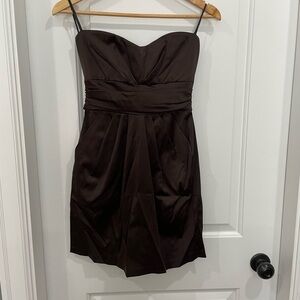 Elegant Brown Strapless Dress